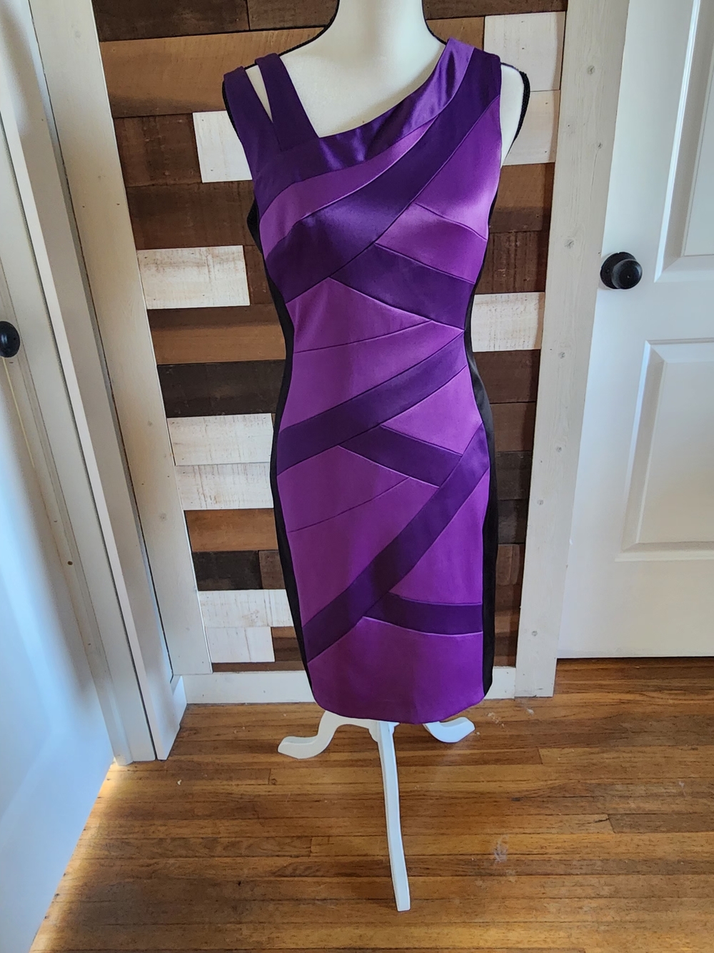 Signature by Sangria Purple Panel Midi Dress
